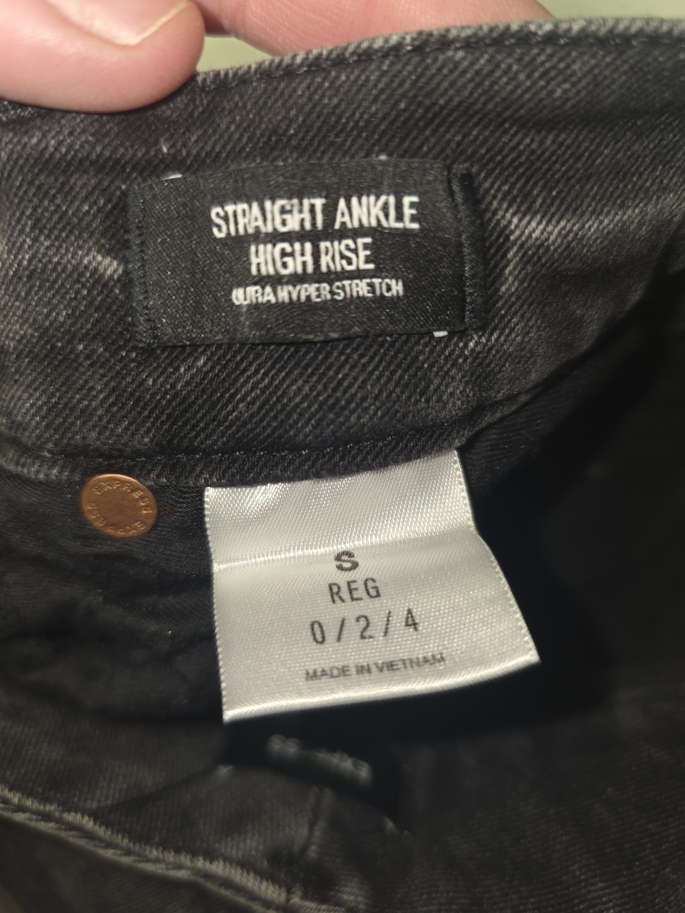 Straight Ankle High Rise Men's Jeans - Black